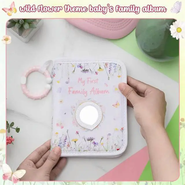 Alt view image 3 of 3 - Baby Photo Album with Safe Mirror Holds 17 4 X 6 Photos Family Album Picture Book for Toddler Kids Baby Shower