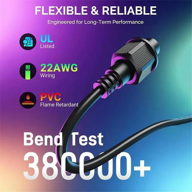 Alt view image 2 of 3 - 10FT Extension Cable for Govee Outdoor Flood Lights and Spot Lights,Waterproof 4Pin Extension Cord for Govee H7057 H7058