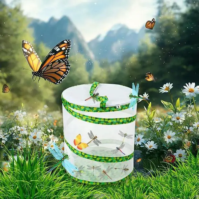 Main image of Butterfly Growing Kit - Foldable Butterfly Habitat Cage - 13.8x12Inch Tall - Clear Mesh Enclosure Terrarium