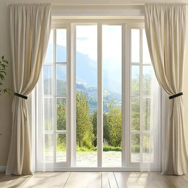 Main image of Acrylic Self-Adhesive Curtain Holdbacks - No Drill & Easy Install Curtain Tiebacks, Modern Design Curtain Tie Backs
