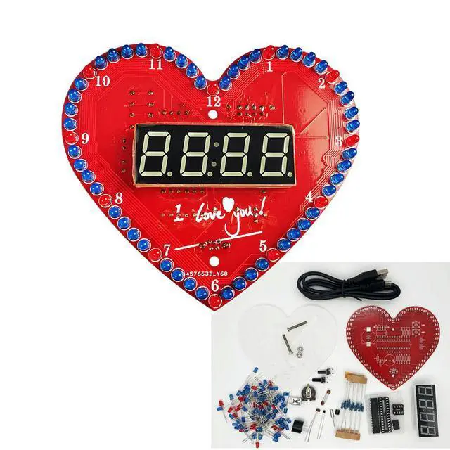 Alt view image 4 of 6 - diy electronic clock kit heart-shaped led soldering project time/temperature display for beginner(not assembled