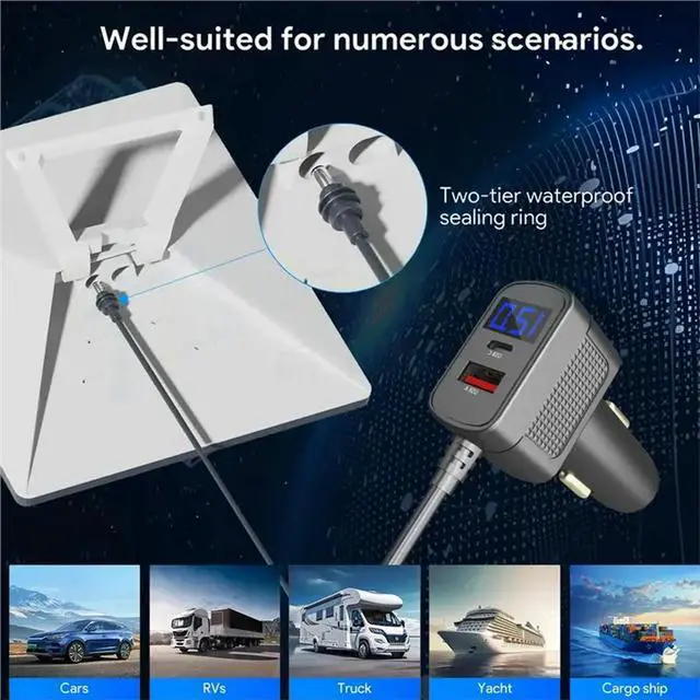 Alt view image 5 of 6 - For Starlink Mini Accessory Compatible 3 Meter Mini Car Adapter 12-24V Fast Charging USB-A+ Type-C