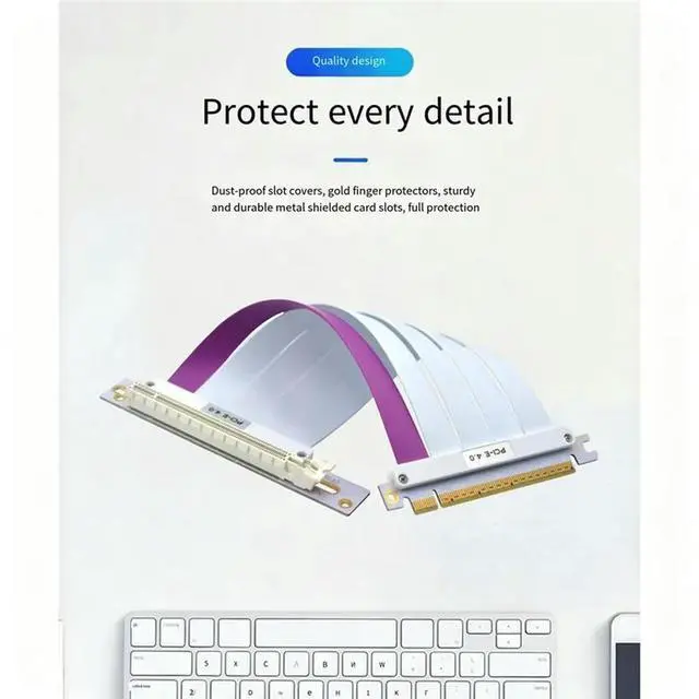 Alt view image 5 of 6 - PCIE 4.0 X16 Riser Cable 20CM 30AWG PE Shielded Flexible High-Speed Video Graphics Card Extender Cord 90°