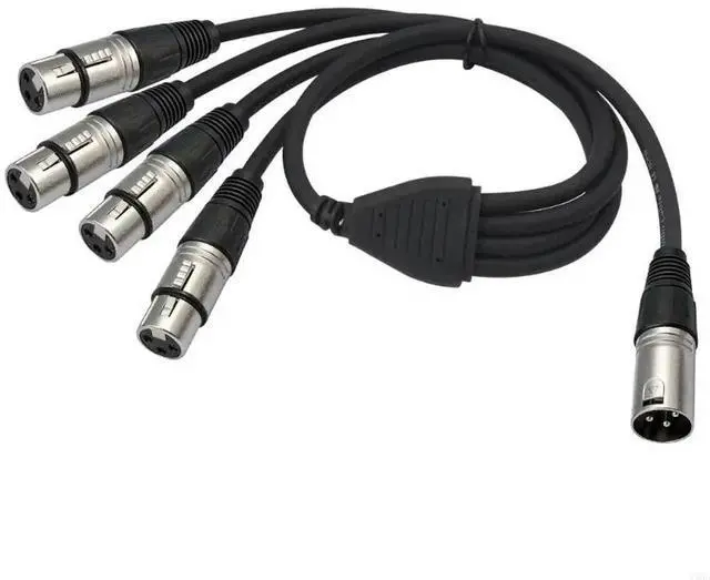Main image of 2025 XLR 3Pin Male To 4 Female Y Splitter Cable 0.6M XLR Cable For Multiple Music Devices With Transmission