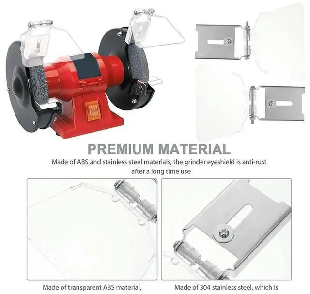 Main image of 2Pcs Bench Grinder Eyeshield Including Guard and Reinforced Stainless Steel Bracket Easy to Install with Mounting Screws