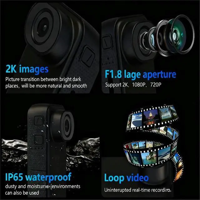 Alt view image 3 of 3 - Display Screen Action Camera with Stand 2K HD IP65 Waterproof with Long Life for Outdoor Sports White