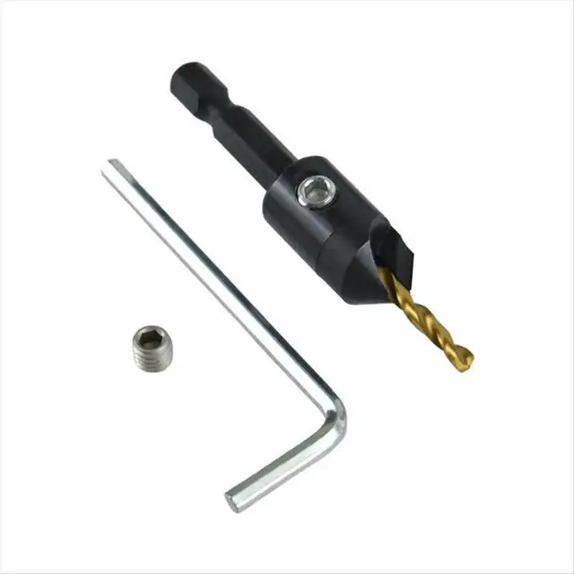 Alt view image 2 of 3 - Silence Combination Countersink Drill Bits Set, 4, 6, 8, 10, 12, High-Speed Steel Counter Sink Drill Bit Adjustable