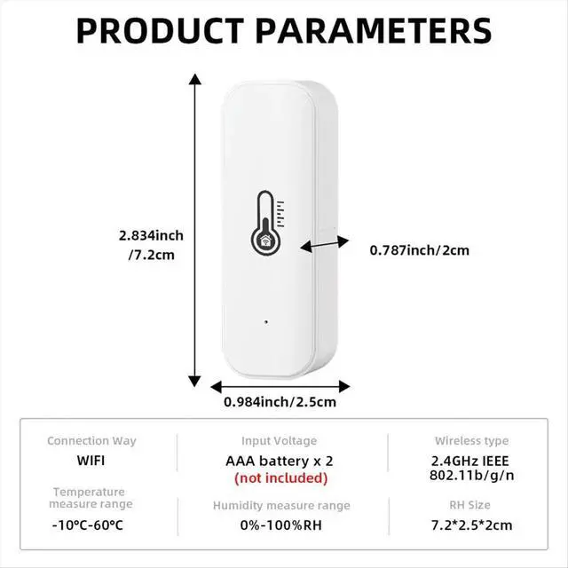Alt view image 3 of 3 - 2Pcs Tuya Temperature Humidity Sensor Indoor Humidity Sensor APP Monitoring for Alexa Google Home Assistant