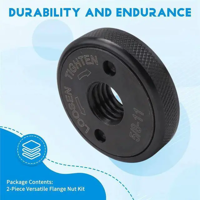 Alt view image 2 of 3 - 5/8"-11 Angle Grinder Flange Nuts 2-Pack,Quick Release Locking Kit. Self-Locking for 4-1/2" 5" 7" 9" Grinders