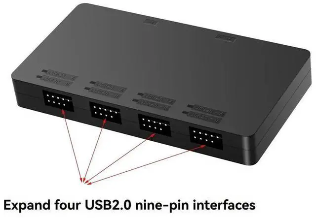 Main image of Computer Motherboard Internal USB2.0 9PIN HUB Expander Hub Splitter USB 2.0 9Pin Hub for PC Case RGB Controller