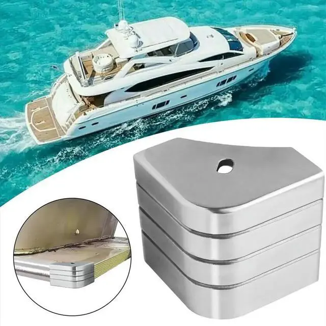 Alt view image 3 of 3 - Pontoon Boat Parts Aluminum Pontoon Boat Corner Guards 90 Degree Rounded Dock Guards for Bunk Roof Fishing RV Guards