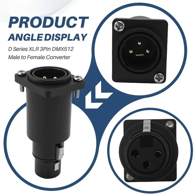 Main image of XLR 3Pin DMX512 Male to Female Converter Chassis Flange Panel Mount Feedthrough Adapter for Neutrik NA3MDF PCM-S-0629