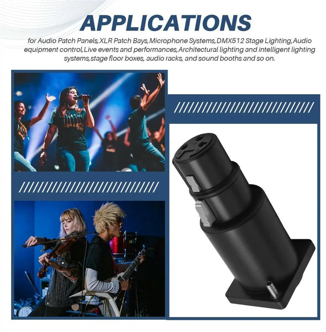 Alt view image 3 of 3 - XLR 3Pin DMX512 Male to Female Converter Chassis Flange Panel Mount Feedthrough Adapter for Neutrik NA3MDF PCM-S-0629