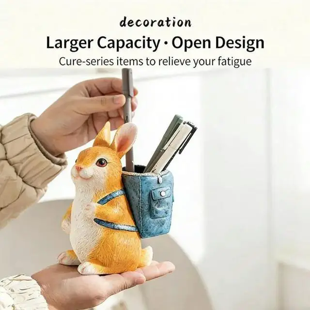 Alt view image 2 of 3 - Adorable Rabbit Shaped Resin Pen Stand Desk Pen Organiser For Offices School