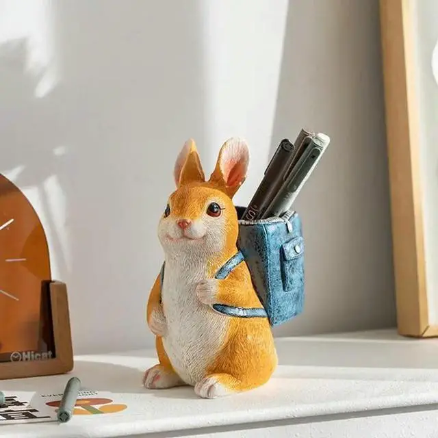 Alt view image 3 of 3 - Adorable Rabbit Shaped Resin Pen Stand Desk Pen Organiser For Offices School