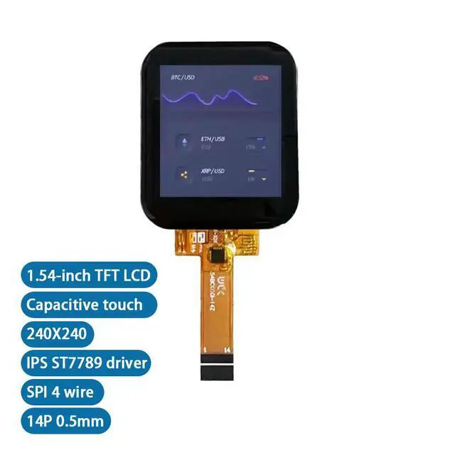 Alt view image 4 of 6 - 1.54 inch TFT lcd capacitive touch screen st7789 IPS 240*240 4 wire 14Pin display module(1pcs))