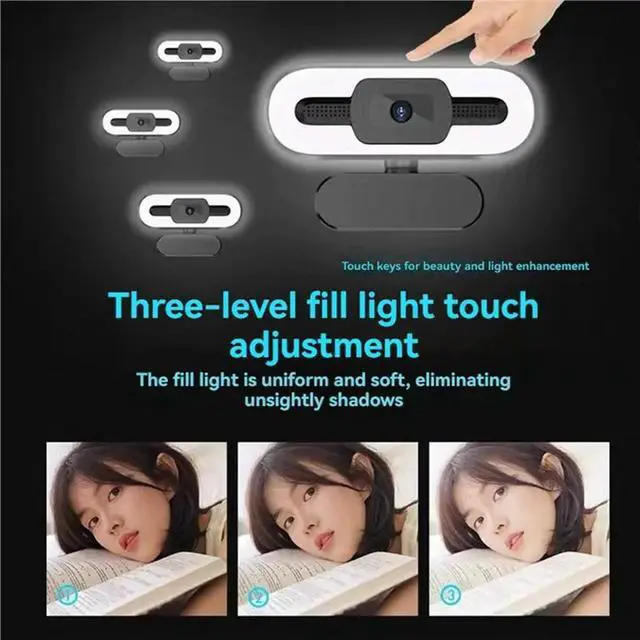 Alt view image 6 of 6 - Live Stream 4K 12MP Autofocus Webcam 3264X2448 30Fps With Fill Light Microphone For PC Laptop Video Call