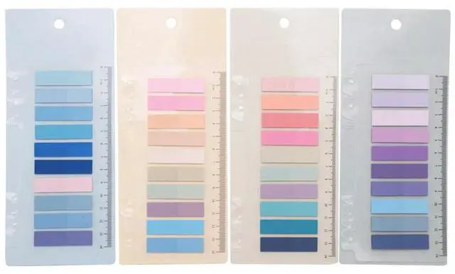 Alt view image 5 of 6 - YM-4800 Pcs Sticky Index Tabs, 4 Sheets Morandi Strip Index Tabs, Writable Page Sticky Notes With Ruler For Page Marking