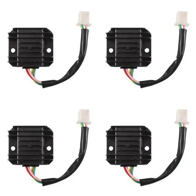 Alt view image 4 of 6 - 4X Motorcycle Voltage Regulator 4 Wires 4 Pins 12 Voltage Regulator Rectifier For 50-250CC Motorcycle (Black)