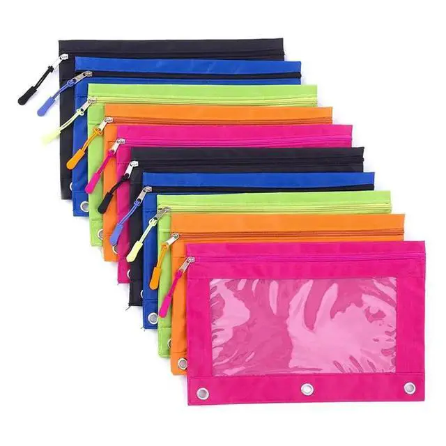Alt view image 4 of 6 - Pencil Case 3-Ring Binder Pouch 10Pcs With Clear Window For School Supplies