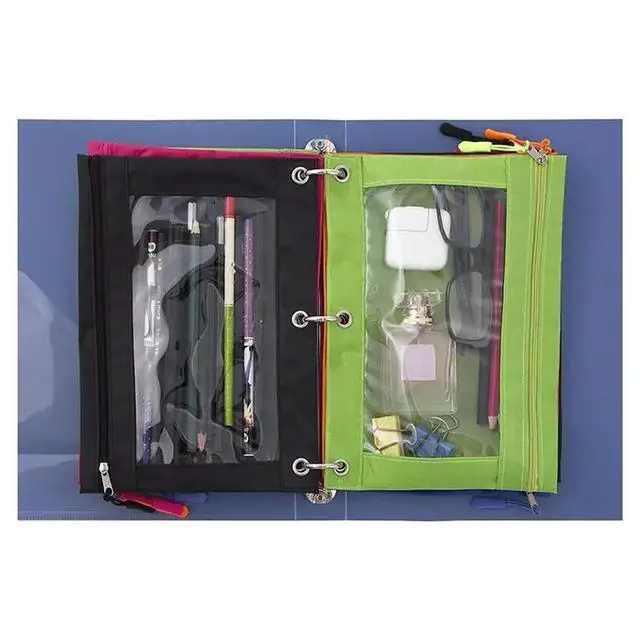 Alt view image 6 of 6 - Pencil Case 3-Ring Binder Pouch 10Pcs With Clear Window For School Supplies