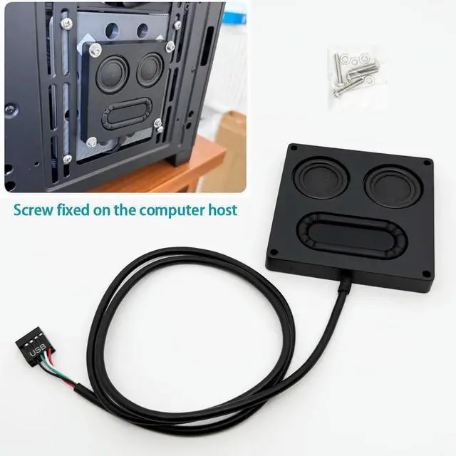 Alt view image 6 of 6 - Built in speaker for computer host 9Pin USB connector with sound card Dual channel 5Wx2 ultrathin 81x81x11mm