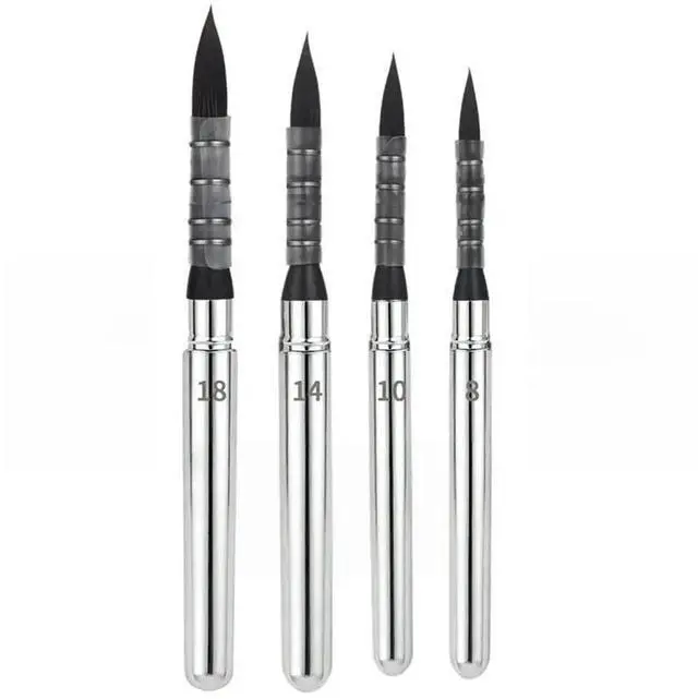 Alt view image 4 of 6 - For Art Painting 4Pcs Synthetic Squirrel Hair Watercolor Travel Brushes For Acrylic Paintings