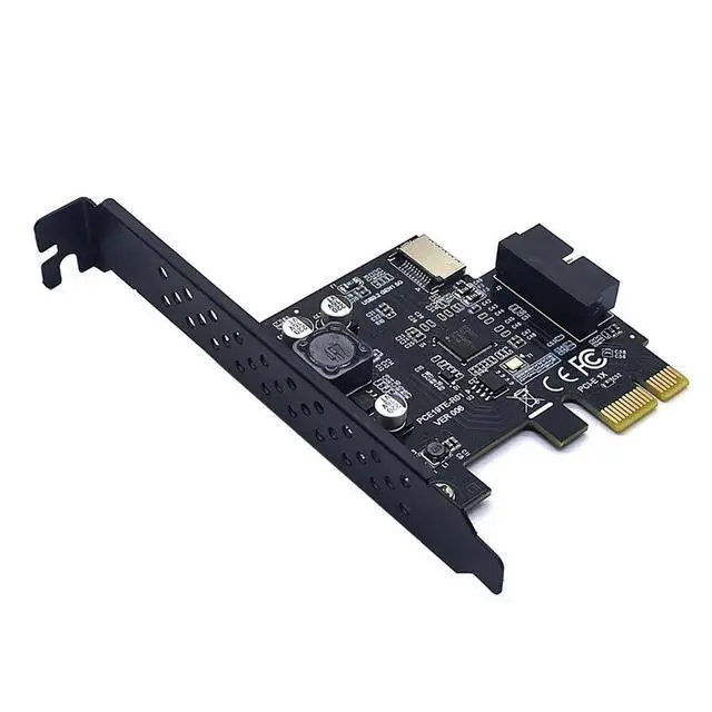 Alt view image 4 of 6 - PCI Express 2.0 X1 USB 3.2 Gen1 19Pin + TYPE-E Expansion Card PCIe Front Type-C Adapter Riser Type-E USB3.2 A-KEY 5Gbps Card