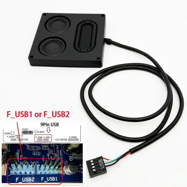 Alt view image 5 of 6 - Built in speaker for computer host 9Pin USB connector with sound card Dual channel 5Wx2 ultrathin 81x81x11mm