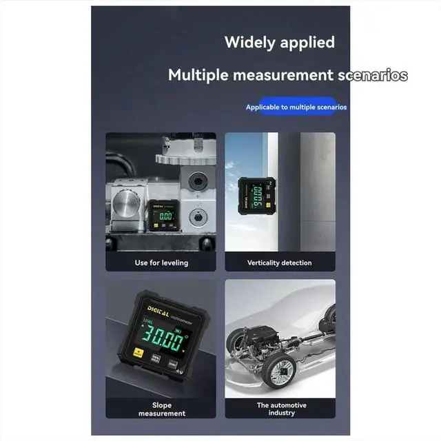 Alt view image 5 of 6 - Woodworking Tools 4-Sided Magnetic Inclinometer Digital Angle Measuring Instrument with Tilt Measurement