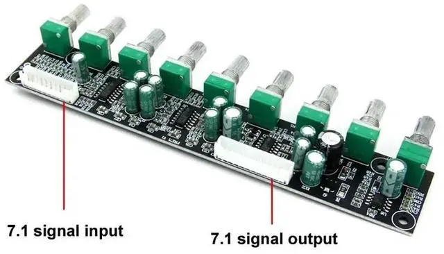 Alt view image 6 of 6 - DLHiFi 7.1 Preamplifier Tone Amplifier Board DC Power Independent Volume Adjustment Bass Frequency Adjustment Automatic Mute