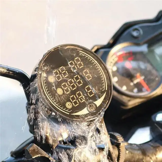 Alt view image 6 of 6 - 5-In-1 Motorcycle Water Temp Gauge, Voltmeter Time Stopwatch USB Charger, Universal Digital Dashboard Meter