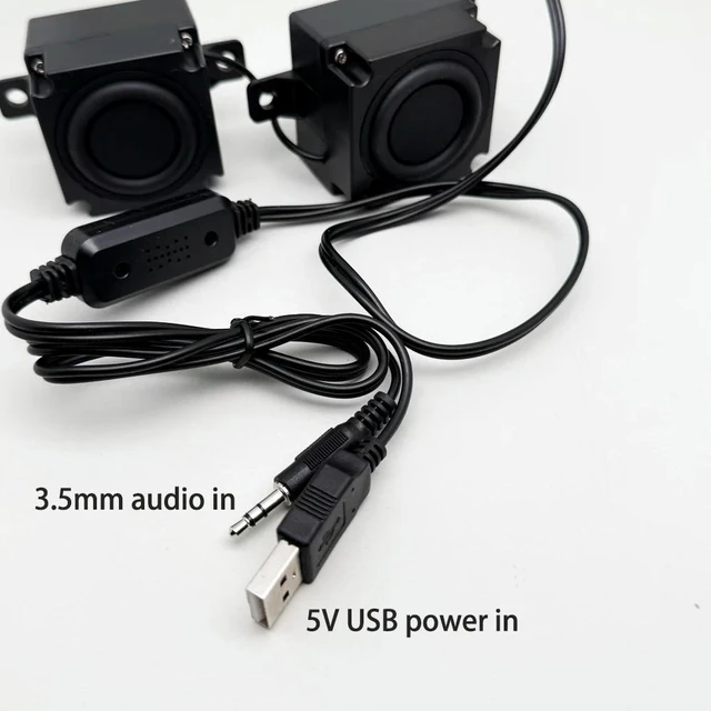 Alt view image 6 of 6 - USB mini speakers for pc plug and play 1 pair with 3.5mm audio input Around Stereo