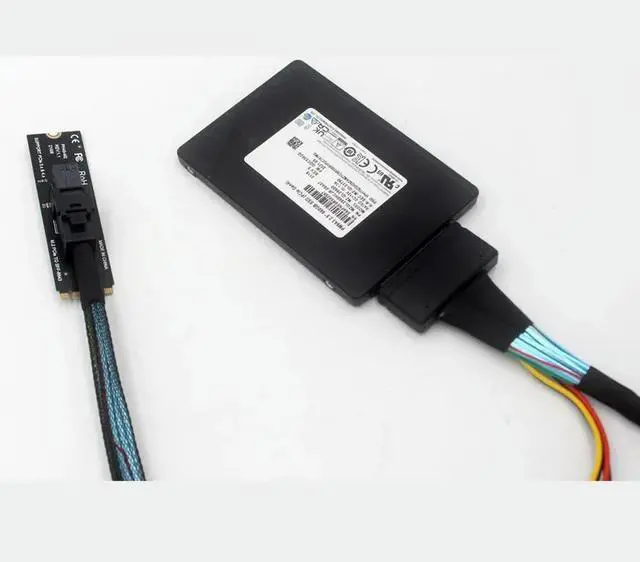 Alt view image 6 of 6 - M.2 NVME To U.2 Adapter Card Mini Sas 8643 To 8639 U.2 (SFF-8639) NVMe PCIe To Mini SAS (SFF-8643) SSD Cable