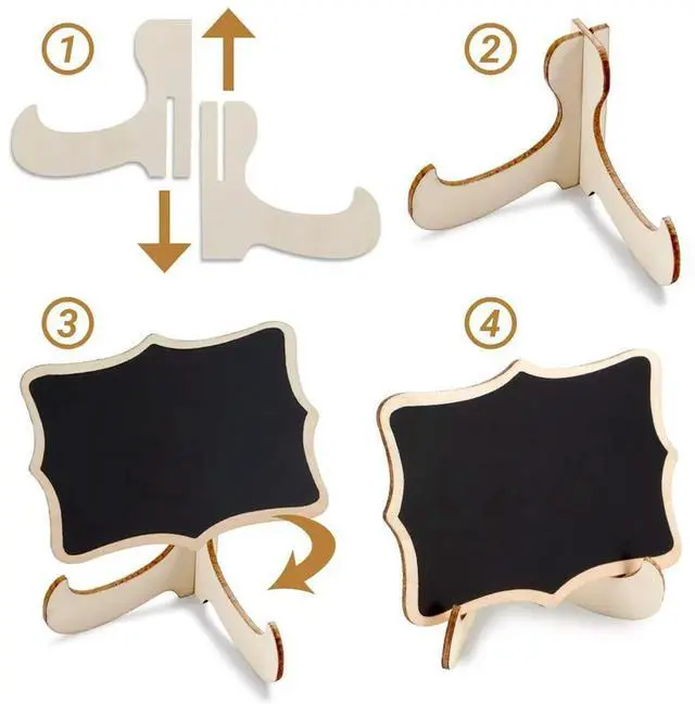 Alt view image 5 of 6 - YM-Mini Chalkboard Signs, 60 Pack Framed Small Chalkboard els With Easel Stand, Wooden Blackboard For Table Numbers