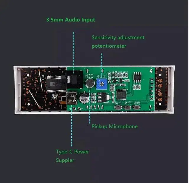 Alt view image 5 of 6 - 1PCS LED Sound-controlled Music Spectrum Display Pickup Ambient Light Atmospheric Rhythm Light Module Board