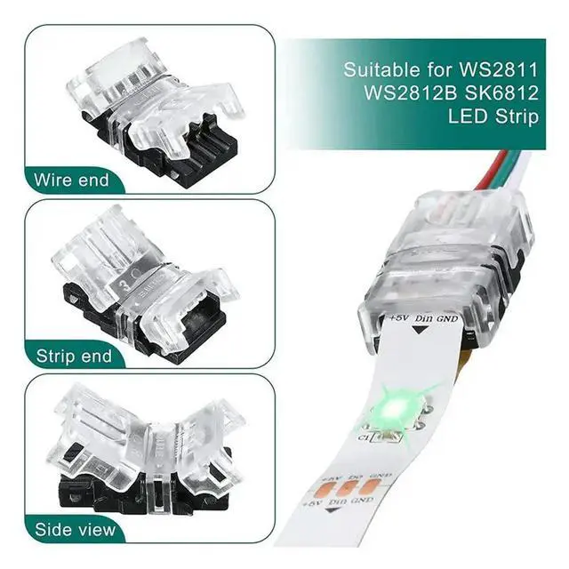 Alt view image 6 of 6 - 44 Pieces Tunable 3 Pin LED Strip Connectors 10Mm LED Strip Light Connectors LED Strip Connector Terminal For WS2811