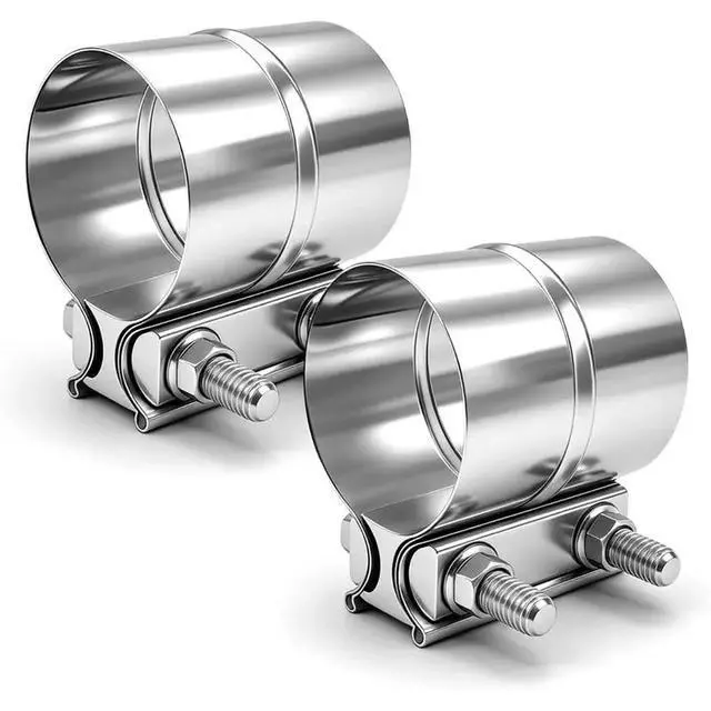 Alt view image 4 of 6 - Muffler(2 Packs) 2.5" Exhaust Clamp, 2 1/2 Lap Joint Clamp 304 Stainless Steel For 2.5" Od To 2.64" For O D Exhaust Pipe