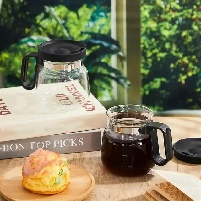 Alt view image 6 of 6 - 16 Oz Glass Coffee Mug Mini Coffee Pot Mug with Spill Proof Lid, Heatproof Large Capacity, Modern Coffee Mugs