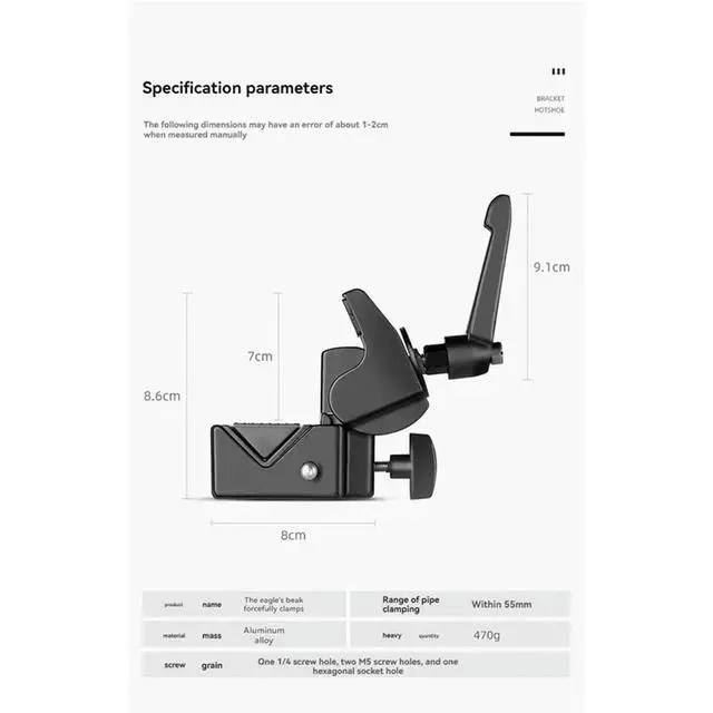 Alt view image 2 of 2 - Camera Claw Clamp Fixing Clip For Photography Vlog Aluminum Alloy Bike Handlebar Clamp Eagle Beak Style