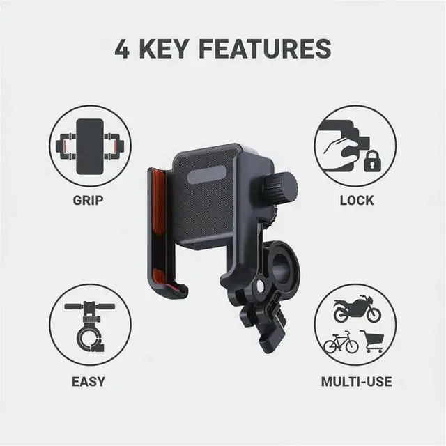 Alt view image 5 of 6 - Universal Bike Phone Holder Shockproof Bicycle Motorcycle Phone Holder ,Phone 360° Rotation Anti-Slip Secure Mount Stand