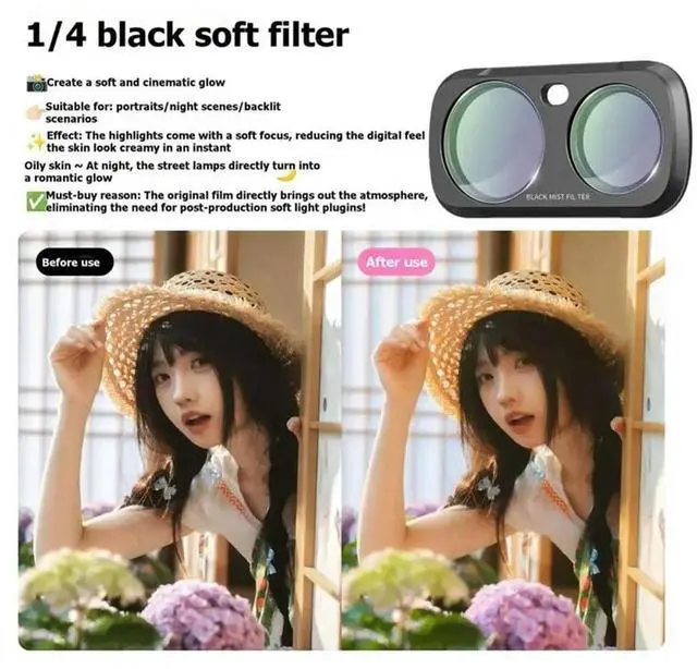 Alt view image 6 of 6 - For Luna Ultra For Lens Filter Magnetic Quick-Swap 1-4 Black Soft+ Natural Night HD Optical Glass