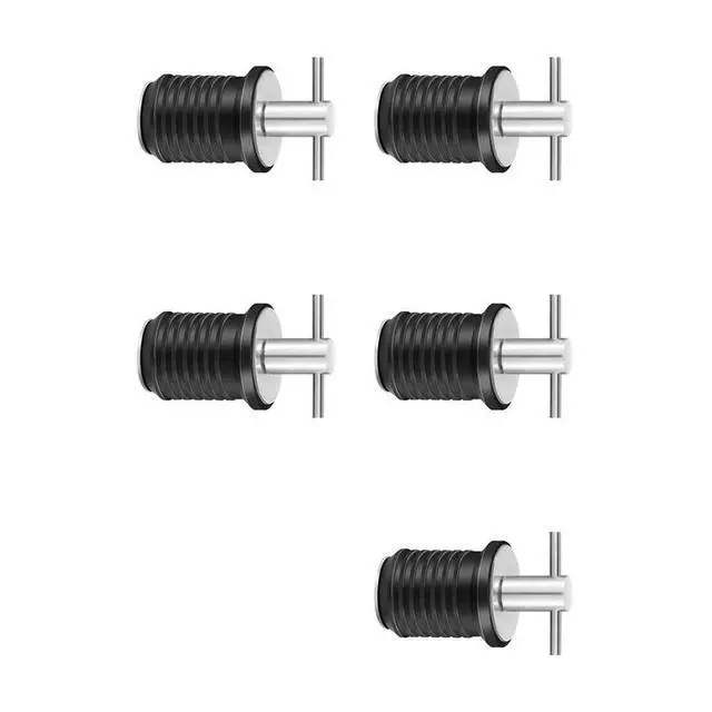 Alt view image 4 of 6 - 5X Marine Boat Drain Plug T-Handle Screw Adjustable Rubber Deck Drain Plug,Silver 19MM
