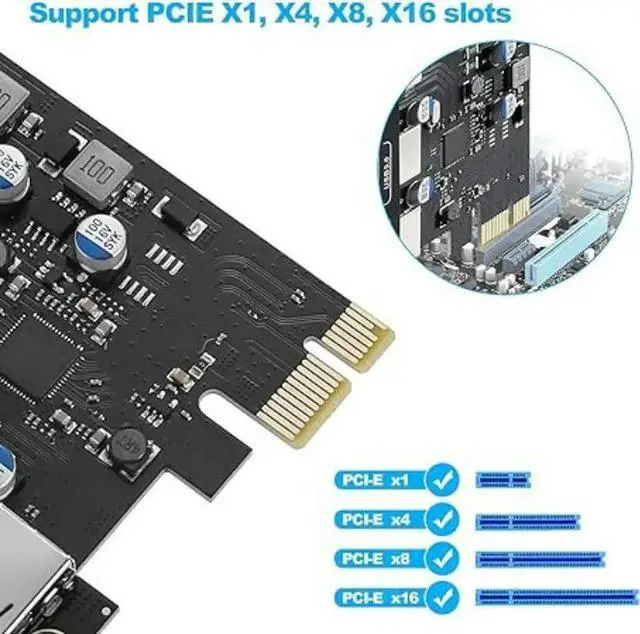 Alt view image 5 of 6 - Q5WA 3 Port USB PCIe Expansion Card, 18W Power Delivery Expands Connection