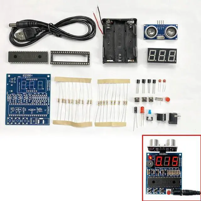 Alt view image 4 of 6 - diy electronic Ultrasonic Rangefinder Kit alarm HC-SR04 Reversing radar diy soldering project 51 MCU(no )