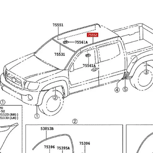 Alt view image 6 of 6 - For Toyota Tacoma 2016-2023 Compatible 1Set Roof Seal Part Numbers 75552-04080 75551-04081 7555204080 7555104081