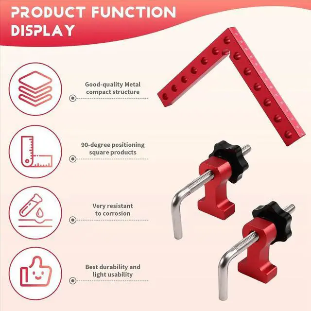 Alt view image 6 of 6 - Right Angle Positioning Squares Tool 140mm 90 Degrees L-Type Corner Clamp Fixing Clip Clamping Square Woodworking Tools