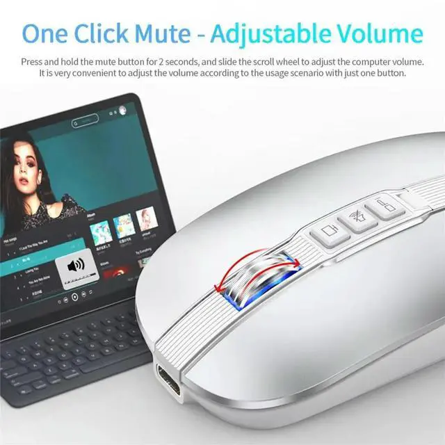 Alt view image 5 of 6 - Bluetooth Mouse 2.4G Office Mouse Tablet PC Notebook Dual Mode USB Charging Mouse for Laptop Gray