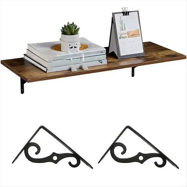 Alt view image 6 of 6 - 4 Pack Decorative Shelf Brackets,5 Inch Black Shelf Brackets with Screws,L Shape Heavy Duty Wall Mounted l Bracket