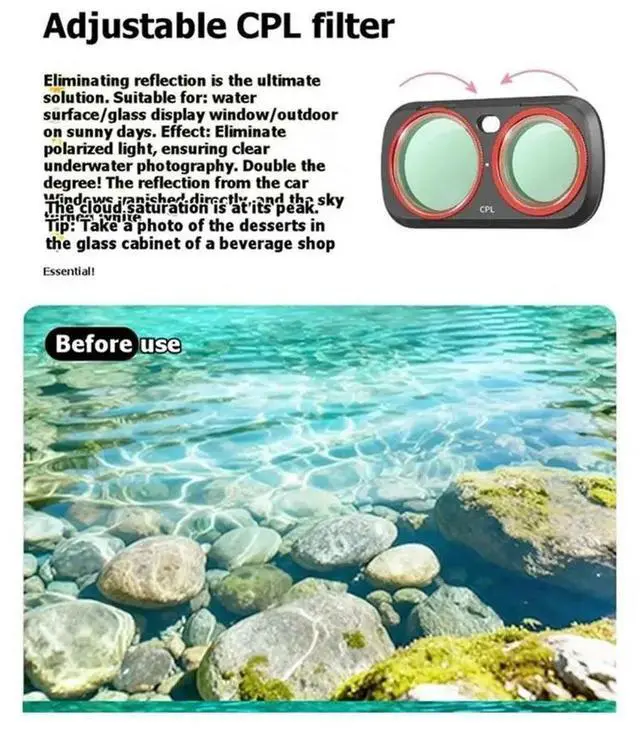 Alt view image 5 of 6 - CPL+ VND-ND2-32 Quick-Swap Magnetic Lens Filter For Luna Ultra HD Optical Glass Balance Color